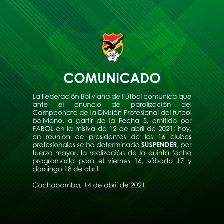 El fútbol boliviano no se jugará este fin de semana, una comisión de FBF se reunirá con los capitanes | Noticias